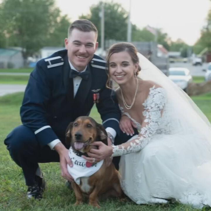 Air Force 1st Lt. Scot Ames, left, and his wife